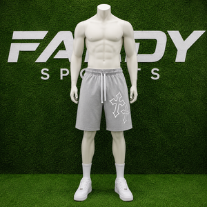 Shorts de survêtement pour homme en molleton de coton, coupe ample, personnalisés avec impression croisée, de haute qualité, pour le sport et le streetwear, avec cordon de serrage - Product Image 2