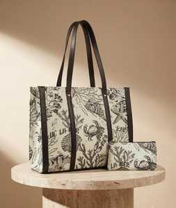 Bolso Tote de Mujer con Estampado de Moda, Set de Bolsos de Hombro Abiertos de Tela de Cuero con Estampado de Cangrejo y Coral para Compras Diarias y Viajes - Product Image 2