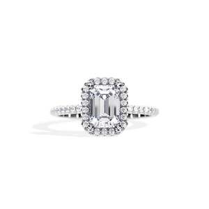 Emerald Cut Diamond Engagement Ring White Prong Setting Women's floral Fine Jewelry - Product Image 1