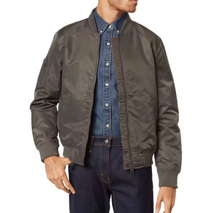 Blouson bomber vert olive pour homme, col montant, fermeture éclair, vêtement d'extérieur décontracté en polyester, coupe classique, idéal pour l'automne - Product Image 4