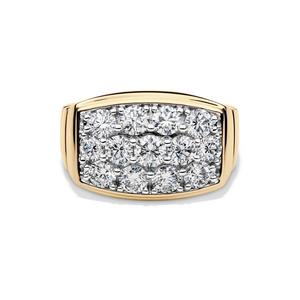 10K Yellow Gold <b>Mens</b> Lab Grown Diamond Cluster <b>Ring</b> 3 CT Brilliant Cut Multi Stone Statement Engagement Party Wedding - Product Image 1