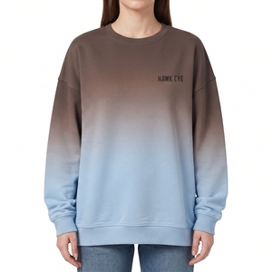 Sweat-shirt personnalisé pour femme, effet dégradé, color block, en molleton de coton, col rond, manches longues, décontracté, chaud, pour l'hiver - Product Image 5