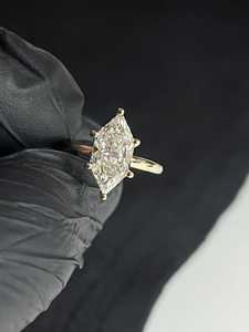 Anillo de Lujo de Oro Amarillo de 18K con Diamante Cultivado en Laboratorio de 3.01CT Corte Marquesa Holandesa para Hombres y Mujeres, Ideal para Bodas y Fiestas - Product Image 3