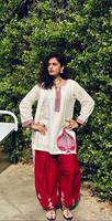 Ensemble haut brodé en coton Chanderi ethnique pour femme, pantalon ballon en coton romain et dupatta en mousseline imprimée numériquement, séchage rapide