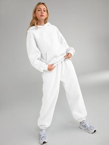 Conjunto Deportivo con Capucha para Mujer, Color Blanco, Corte Holgado Informal, 100% Algodón Transpirable, Sudadera y Pantalones - Product Image 4