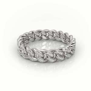 18K Gold Plated Iced Cuban Link <b>Ring</b> Lab Diamond Minimalist Hip Hop <b>Stacking</b> Band Unisex Daily Statement Gift - Product Image 1