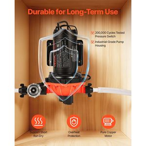 Pompa Elettrica a Diaframma Automatica 110V AC 5 GPM per Trasferimento Acqua, Pressione Massima 60 PSI, Pompa Idraulica a 5 Camere - Product Image 5