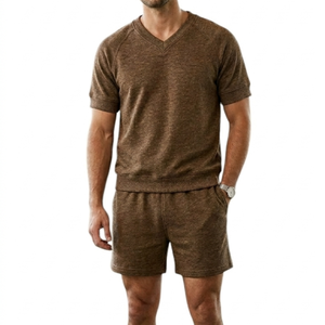 Shorts en coton confortables pour hommes, taille élastique, décontractés, légers, respirants, unis, pour l'été, à porter au quotidien - Product Image 1