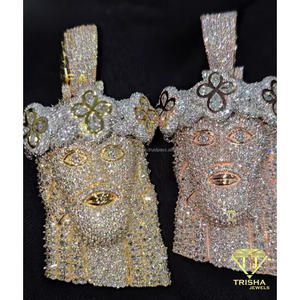 จี้เพชรโมอิสซาไนต์สุดหรู ประดับด้วยเงินแท้ 925 ดีไซน์สไตล์ฮิปฮอปแบบ Iced Out - Product Image 5