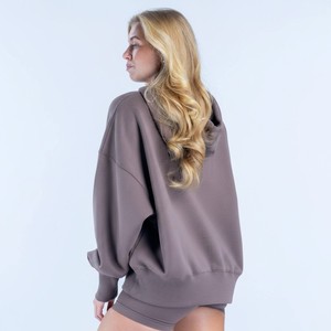 Sudaderas con capucha para mujer, personalizadas con logotipo OEM, al por mayor, de punto, suaves, cómodas, transpirables, con hombros caídos, para uso diario, las más vendidas. - Product Image 4