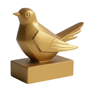 Unique Metal Aluminum Sparrow Sculptures Gold Finished Abstract Figurines for Home Living Room Decor Desktop Sculpture - Product Image 1