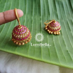 Fashion <b>Earrings</b>-Kemp <b>Hook</b> Jhumkas - Product Image 2