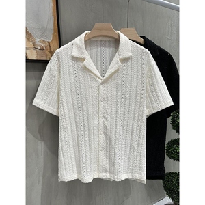 เสื้อเชิ้ตผู้ชายสไตล์วินเทจ คอเหลี่ยม ผ้าไหมน้ำแข็ง ระบายอากาศ แขนสั้น ใส่สบาย ซักเครื่องได้ ไม่ต้องรีด - Product Image 6