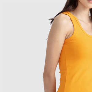 Camiseta sin mangas de punto acanalado informal para mujer - Mezcla de elastano/algodón de secado rápido, ecológica, transpirable, cuello redondo, corte regular, para verano - Product Image 2