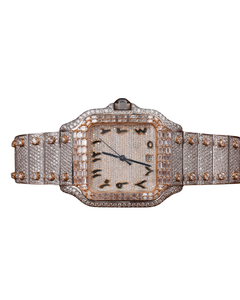 Reloj de pulsera con diamantes de moissanita de corte redondo completamente cubiertos de circonitas, esfera de oro blanco personalizada, reloj automático estilo hip-hop en oro amarillo. - Product Image 1