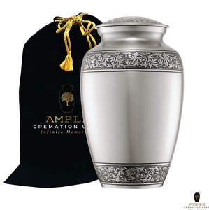 Urne funéraire en métal argenté pour cendres humaines |   Urne funéraire gravée pour adulte |   Fabricant et fournisseur en gros d'urnes funéraires classiques - Product Image 2