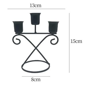 Support à bougies en fer à 3 bras, style simple, pour table de salle à manger, fête, chambre, mariage, anniversaire - Product Image 2