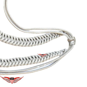 Silver <b>Braided</b> German Parade Aiguillette Uniform Shoulder Cord Silver Metallic Tip Uniform <b>Accessory</b> - Product Image 3