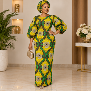 Ankara Wax Printed Cotton Fabric African Fashion Textile for Traditional <b>Dresses</b> Clothing Sewing and DIY - Product Image 2