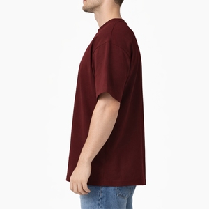 T-shirt pour homme, coupe ample, couleur unie, manches courtes, coton, col rond, tissu de haute qualité, décontracté. - Product Image 3