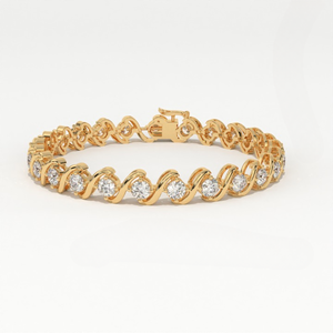 Bracelet Chaîne en Or 14K de Luxe Aarinya avec Diamants Ronds Brillants Sertis en Canal, Design Géométrique, Bracelet à Porter au Quotidien - Product Image 1