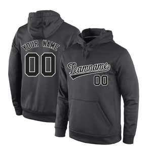 Custom Ice Hockey Hoodie Unisex <b>Black</b> Team Name Number Print Screen Printing Front Logo Full Sleeve Drawstring Adult Regular Fit - Product Image 1
