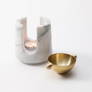 Essential <b>Oil</b> <b>Burner</b> Marble Aromatherapy Diffuser With Gold Inner Cup For Home Decor - Product Image 2