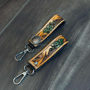 Porte-clés promotionnel de poignet en cuir usiné à la main porte-clés en cuir véritable de haute qualité cadeau de promotion de Concho en métal - Product Image 5