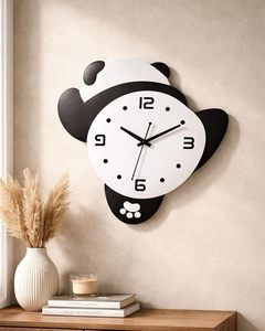 Cute Modern Panda Wall <b>Clock</b> Silent Quartz Analog Hanging 8 Inch Cartoon Single Face <b>Battery</b> Powered for Kids Room Nursery - Product Image 3