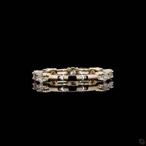 Bague éternelle unisexe en or massif 14 carats avec diamants de laboratoire ronds et baguette, bijoux fins modernes pour petite amie - Product Image 5