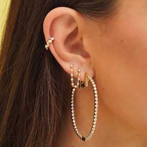 Multi Shape <b>Hoop</b> <b>Earrings</b> 10.7mm height Lab Grown Diamond Classic Push Back Huggies Fine Jewelry Manufacturer 10K 14K <b>Solid</b> Gold - Product Image 6