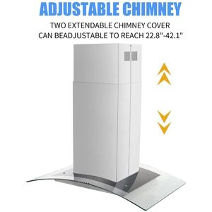 Campana Extractora de Acero Inoxidable de 36 Pulgadas para Isla de Cocina con 900 CFM, Vidrio Templado y Luces LED - Product Image 2