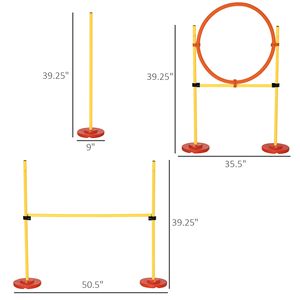 Set di Attrezzature Portatili per Addestramento Cani con 3 Ostacoli Regolabili, Include Pali per Agility e Anello per Salto in Altezza - Product Image 3