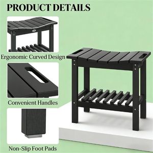 Panca Nera con Contenitore, Tavolino Laterale e Tavolino da Caffè, Panca Multifunzionale da Esterno con Pratiche Funzionalità di Stoccaggio - Product Image 3