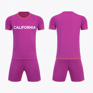 California <b>Soccer</b> Jersey Set Pink V-Neck Short Sleeve Moisture Wicking Unisex Adult Athletic Wear Sublimated Print - Product Image 4
