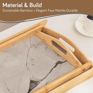 Bandeja de Servir Plegable de Madera con Asas |   Bandeja de Desayuno para Cama, para Comida, Café y Bocadillos |   Mesa Auxiliar Moderna de Bambú - Product Image 3