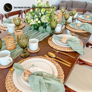 Tapis artisanal haut de gamme en jacinthe d'eau Dai Ngan Dzung, style bohème, du Vietnam – Fibre naturelle, écologique, durable, pour la décoration intérieure - Product Image 5