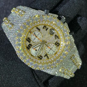 Montres classiques unisexes hip-hop artisanales personnalisées avec diamants Moissanite VVS1, bracelet en acier inoxydable, affichage analogique mécanique - Product Image 1