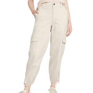 Pantalones Cargo de Cintura Alta para Mujer, Color Sólido, Estilo Casual, Largura al Tobillo, con Bolsillos, Cierre de Botones, Corte Holgado, Proveedor OEM - Product Image 1
