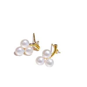 Boucles d'oreilles en perles d'eau douce exquises, multi-perles, petites raisins, avec aiguilles en argent pur S925, collection élégante - Product Image 5