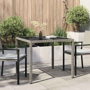 Mesa de comedor para jardín de 35,4 x 35,4 x 29,5 pulgadas, ratán sintético, color gris - Product Image 1
