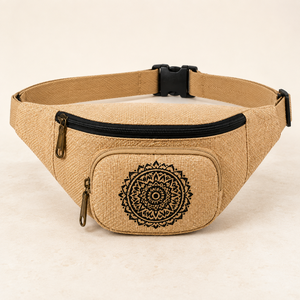 Sac banane/bandoulière HINDVANTA GLOBAL en toile de jute aspect chanvre, écologique, durable, avec fermeture éclair - Product Image 1