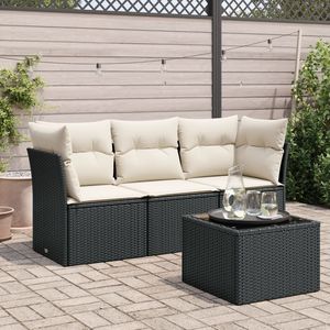 Ensemble de canapés de patio noir et blanc crème pour jardin, collection de meubles d'extérieur élégants - Product Image 1