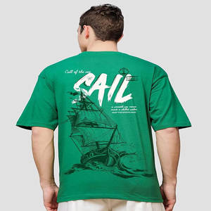 Venta al por mayor de peso pesado de gran tamaño 100% algodón bordado camiseta de alta calidad de los hombres camiseta - Product Image 2