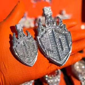 Pendant Luxury Fully Iced out Moissanite Diamond Pendant with D VVS <b>Studded</b> Diamond <b>Mens</b> Hip Hop Jewellery Diamond Pendant - Product Image 2