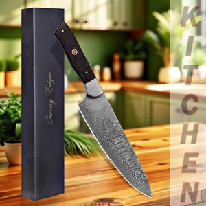 Couteau de Chef Traditionnel en Acier Damas Forgé à la Main, Écologique, Personnalisé, Ambidextre, Manche en Bois, Tranchant comme un Rasoir, Vente en Gros - Product Image 4