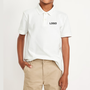 Unisex Kids Short Sleeve High Quality Jersey Fabric Custom Logo <b>White</b> School Uniforms <b>Polo</b> Shirts - Product Image 1
