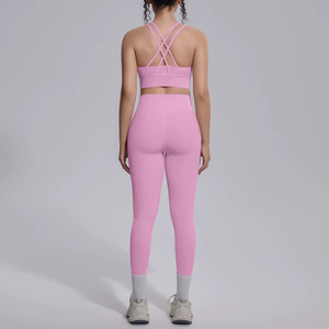 Professional New Yoga Set for Woman Summer Gym Sports Running Bra <b>Top</b> Breathable <b>Peach</b> Buttocks Women Leggings So Comfortable - Product Image 5
