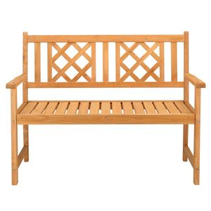 Banco de Madera para Jardín o Patio, Color Madera Clara, 118*56.5*90cm, con Respaldo de Rejilla - Product Image 6