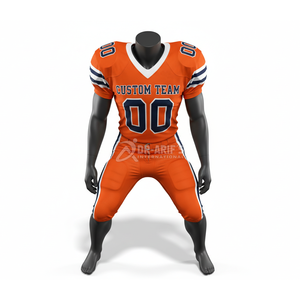 Ensemble de maillots de football américain personnalisés pour équipe, orange, col en V, manches courtes, sublimation, maille respirante, coupe athlétique, adultes - Product Image 2
